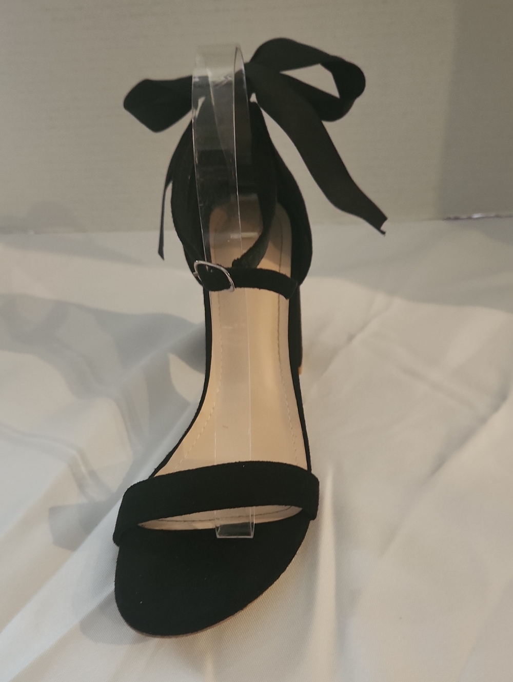 Women's Black Ankle-Tie Block Heel Sandals